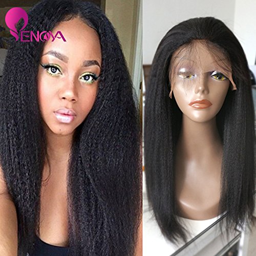 Natural Looking Italian Yaki Lace Front Wigs/Silk Top Lace Front Wigs Best Brazilian Remy Human Hair Wigs with Baby Hair for African Americans 130 Density (18