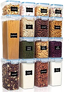 Vtopmart Airtight Food Storage Containers Set with Lids, 15pcs BPA Free Plastic Dry Food Canisters for Kitchen Pantry Organization and Storage, Dishwasher safe,Include 24 Labels, Blue