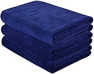 HOPESHINE Microfiber Sports Towel Fast Drying Gym Towels 3-Pack 16inch X 32inch (Navy Blue 3-Pack)