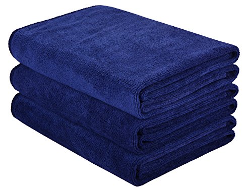 HOPESHINE Microfiber Sports Towel Fast Drying Gym Towels 3-Pack 16inch X 32inch (Navy Blue 3-Pack)