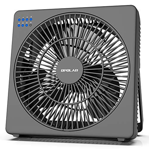 OPOLAR 8 Inch Desk Fan with Timer, USB Operated, 5 Speeds Powerful Wind, Quiet Operation for Personal Office, Portable Table Hanging Fan for RV, Travel Camping (Adapter Included)