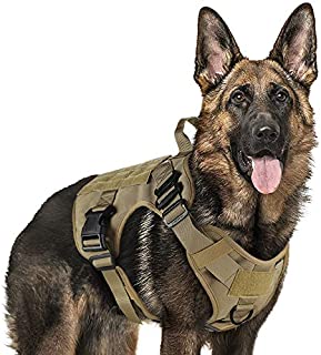 rabbitgoo Tactical Dog Harness Vest Large with Handle, Military Dog Harness Working Dog Vest with MOLLE & Loop Panels, No-Pull Adjustable Training Vest with Metal Buckles & Leash Clips for Walking