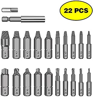 Werkzeug Damaged Stripped Screw Extractor Set for Broken Screw, All-Purpose HSS Broken Bolt Extractor Screw Remover Set with Magnetic Extension Bit Holder & Socket Adapter (22 PCS )