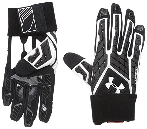 Under Armour Mens Combat V Football Gloves, White/Black, Large