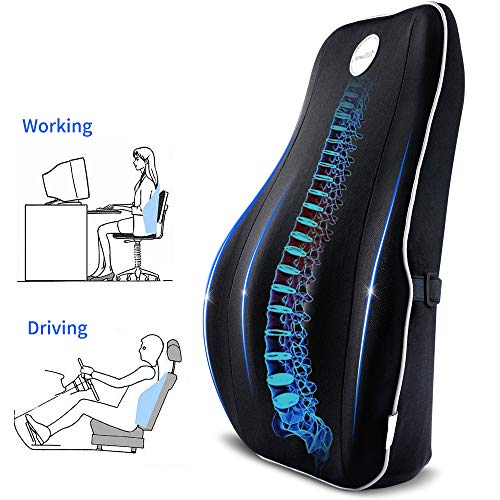 Villsure Lumbar Support Pillow, Memory Foam Back Cushion for Lower Back Pain Relief with Adjustable Elastic Belt, Ergonomic Lumbar Pillow with Breathable Cover for Office Chair/Car Seat/Wheelchair