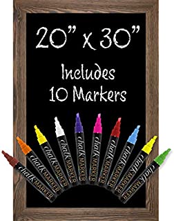 Rustic Brown Magnetic Wall Chalkboard Sign: Includes 10 Liquid Chalk Markers 20