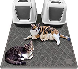 Gorilla Grip Original Premium Durable Multiple Cat Litter Mat, 47x35, XL Jumbo, No Phthalate, Water Resistant, Traps Litter from Box and Cats, Scatter Control, Mats Soft on Kitty Paws, Gray