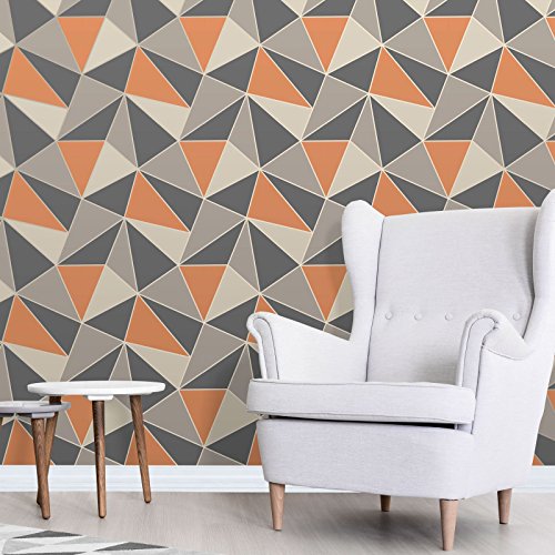 Fine Décor FD42002 UK Apex Geo Sidewall Wallpaper, Burnt Orange