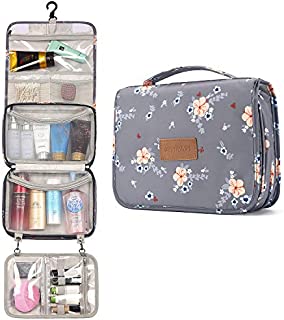 Toiletry Bag for Women, Large Hanging Travel Makeup Bag Water-resistant for Toiletries/Cosmetics/Brushes - Gray