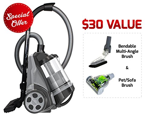 OVENTE ST2620B Bagless Canister Cyclonic Vacuum