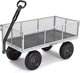 Gorilla Carts GOR1001-COM Heavy-Duty Steel Utility Cart with Removable Sides, 1000-lbs. Capacity, Gray