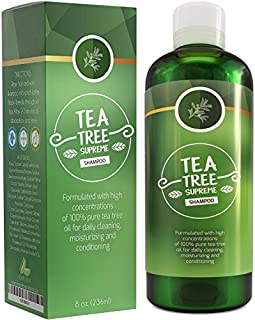 Sulfate Free Tea Tree Shampoo Dandruff Treatment for Women & Men with Pure Rosemary + Jojoba Oils - Healthy Scalp Cleanser for Colored Dry + Oily + Thick + Fine Natural Hair Care for Silky Soft Hair