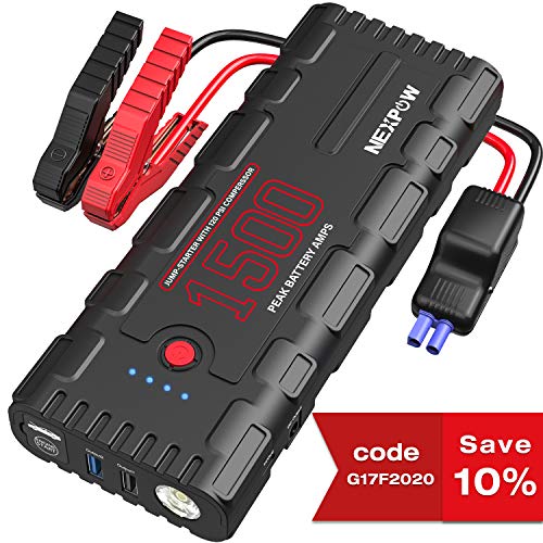 NEXPOW Car Battery Starter, 1500A Peak 21800mAh 12V Auto Car Jump Starter Power Pack with USB Quick Charge 3.0 (Up to 6.5L Gas or 4L Diesel Engine)