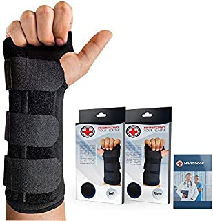 Doctor Developed Carpal Tunnel Wrist Brace Night & Wrist Support & Sleep Brace [Single] (with splint) & Doctor Written Handbook - Fully Adjustable to Fit any Hand (Right)