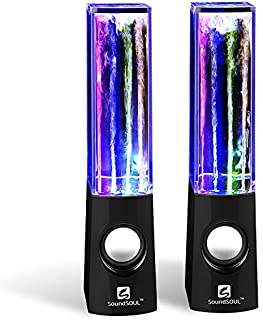 SoundSOUL Water Dancing Speakers Light Show Water Fountain Speakers LED Speakers (3.5mm Audio Plug, 4 Colored LED Lights, Portable Speakers) - Black