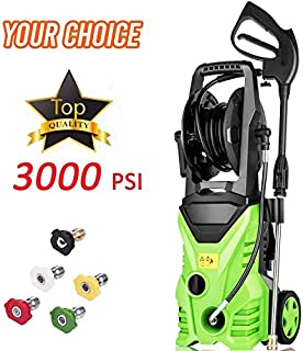 Homdox Electric Pressure Washer Power Washer Cleaner 3000PSI 1.8GPM Power Pressure Washer Machine 1800W with Power Hose Gun Turbo Wand, 5 Interchangeable Nozzles and Rolling Wheels