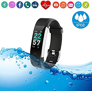 Fitness Tracker HR Smart Watch Heart Rate Sleep Monitor/IP68 Waterproof Sport Running Walking Pedometer/Activity Calories Step Counter Gift for Women Men Android phones Compatible with IPhone Samsung