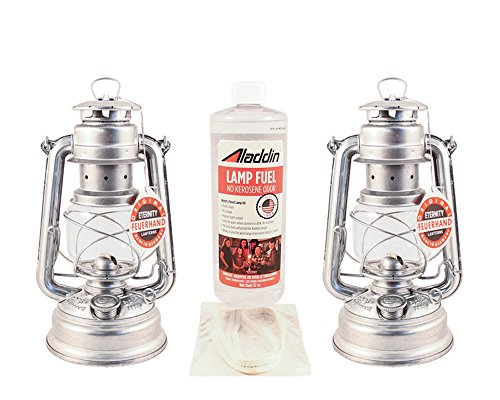 Feuerhand Hurricane Lantern Kit - German Made Oil Lamps - 2 Lanterns, Lamp Oil, Extra Wick