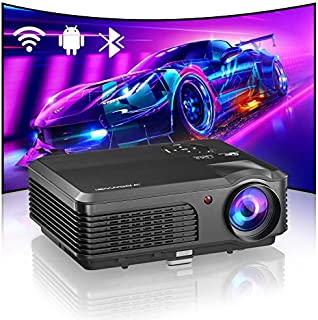 Projector Bluetooth WiFi Android 4400 Lumen LCD LED Multimedia Video Projector Home Theater Support HD 1080P Airplay HDMI USB RCA VGA AV for Gaming Fire TV Stick Smartphone DVD Laptop Outdoor Movie