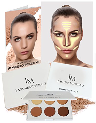 Lagure Minerals Powder Contour Kit - Premium Bronzer and Contour Palette for Flawless Highlighting and Contouring - Step-by-Step Contour Guide Included