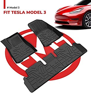 BougeRV for Tesla Model 3 Floor Mats Accessories, All-Weather Floor Liners 3D Full Cover Floor Mats Carpet Set, Waterproof, Largest Coverage, TPE Odourless Rubber fits Tesla Model 3 2017-2020