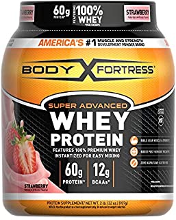 Body Fortress Super Advanced Whey Protein Powder, Gluten Free, Strawberry, 2 Pound (Packaging May Vary)