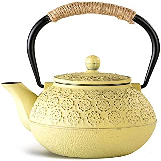 Cast Iron Teapot, Sotya Tetsubin Japanese Tea Kettle (900ML, yellow)