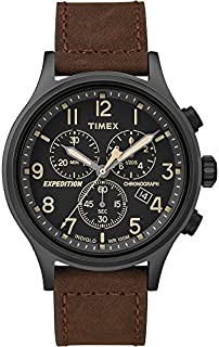 Timex Men's TW4B15700 Expedition Scout Chrono Brown/Black Leather Strap Watch