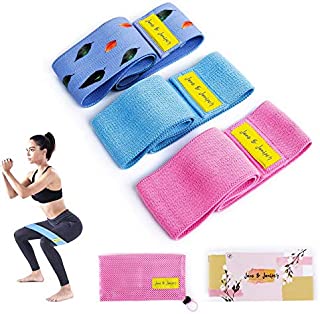 June & Juniper Resistance Bands Set: 3+1 Non-Slip Fabric Exercise Bands For Hip Leg & Arm Workout. Perfect Gym Home & Travel Hip Bands for Women. Exercise Program and Carry Bag Included. (Secret Garde