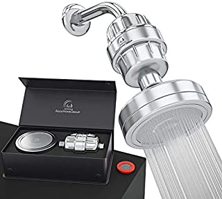 AquaHomeGroup Luxury Filtered Shower Head Set 15 Stage Shower Filter for Hard Water Removes Chlorine and Harmful Substances - Showerhead Filter High Output