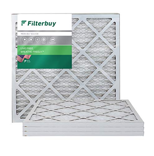 FilterBuy 20x20x1, Pleated HVAC AC Furnace Air Filter, MERV 8, AFB Silver, 4-Pack