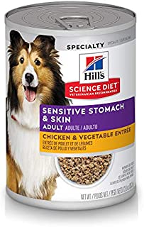 Hill's Science Diet Wet Dog Food, Adult, Sensitive Stomach & Skin, Chicken & Vegetable Entrée, 12.8 oz, 12-pack