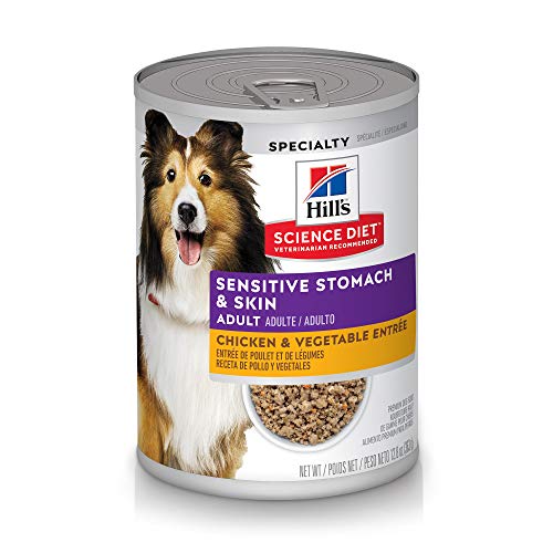 Hill's Science Diet Wet Dog Food, Adult, Sensitive Stomach & Skin, Chicken & Vegetable Entrée, 12.8 oz, 12-pack