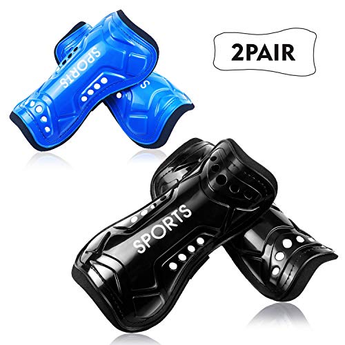 Youth Soccer Shin Guards, 2 Pair Lightweight and Breathable Child Calf Protective Gear Soccer Equipment for 3-10 Years Old Boys Girls Children Teenagers