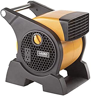 Lasko Pro-Performance High Velocity Utility Fan-Features Pivoting Blower and Built-in Outlets, Yellow 4900