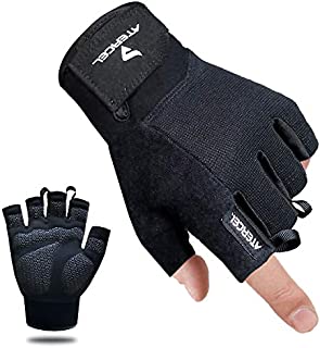 Atercel Workout Gloves, Best Exercise Gloves for Weight Lifting, Cycling, Gym, Training, Breathable & Snug fit, for Men & Women (Black, M)