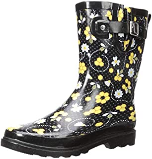 Western Chief Women's Waterproof Printed Mid Height Rain Boot, Bloom Bees, 7