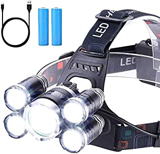 Headlamp 12000 Lumen Ultra Bright CREE LED Work Headlight micro-USB Rechargeable, 4 Modes Waterproof Head Lamp Best Headlamps for Camping Hiking Hunting Hard Hat Workers