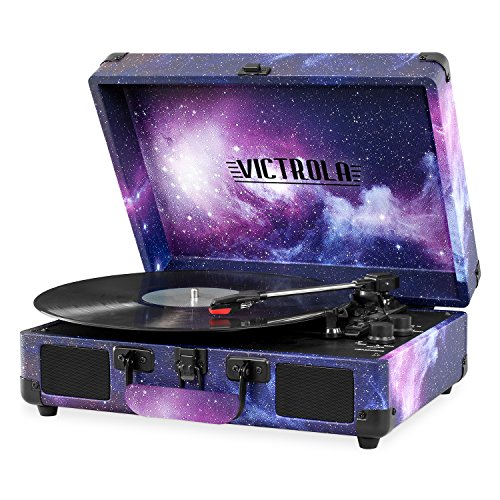 Victrola Vintage 3-Speed Bluetooth Portable Suitcase Record Player with Built-in Speakers | Upgraded Turntable Audio Sound| Includes Extra Stylus | Galaxy (VSC-550BT-GX) (VSC-550BT-GXY)