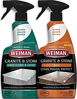 Weiman Granite Cleaner and Polish (Bundle) for Granite Marble Soapstone Quartz Quartzite Slate Limestone Corian Laminate Tile Countertop