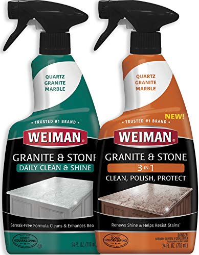 Weiman Granite Cleaner and Polish (Bundle) for Granite Marble Soapstone Quartz Quartzite Slate Limestone Corian Laminate Tile Countertop