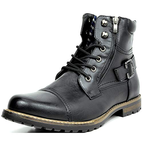 Bruno Marc Men's Philly-3 Black Military Combat Boots - 9 M US