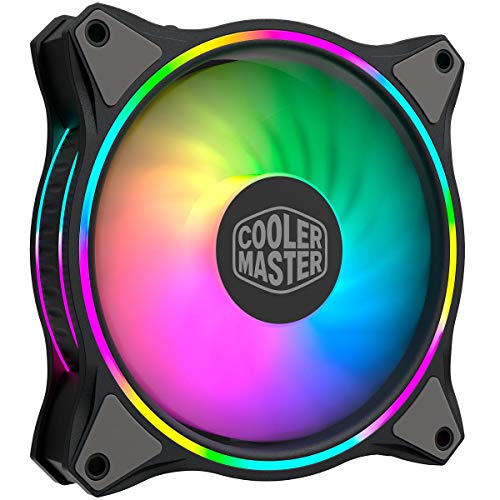 Cooler Master MasterFan MF120 Halo Duo-Ring Addressable RGB Lighting 120mm Fan with Independently-Controlled LEDs, Absorbing Rubber Pads, PWM Static Pressure for Computer Case & Liquid Radiator