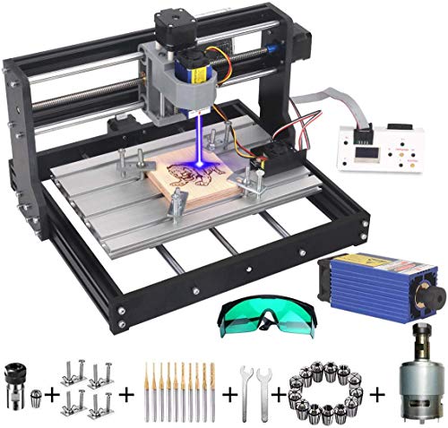 MYSWEETY DIY CNC 3018-PRO 3 Axis CNC Router Kit with 7000mW 7W Module + PCB Milling, Wood Carving Engraving Machine with Offline Control Board + ER11 and 5mm Extension Rod