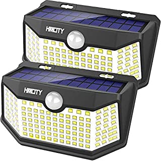 Hmcity Solar Lights Outdoor 120 LED with Lights Reflector and 3 Lighting Modes, Motion Sensor Security LightsIP65 Waterproof Solar Powered for Garden Patio Yard (2Pack)