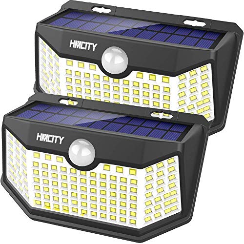 Hmcity Solar Lights Outdoor 120 LED with Lights Reflector, Motion Sensor Security Lights IP65 Waterproof Solar Powered for Garden Patio Yard (2Pack)