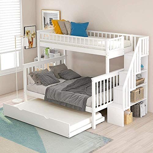 Solid Wood Twin Bunk Beds with Storage Drawers, Bunk Bed