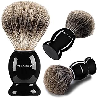 Perfecto 100% Pure Badger Shaving Brush-Black Handle- Engineered for The Best Shave of Your Life. for, Safety Razor, Double Edge Razor, Straight Razor or Shaving Razor, Its The Best Badger Brush.