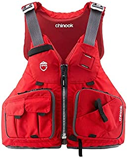 NRS PFD Foam Chinook Unisex Fishing Kayak Lifejacket, Red, Size Large/XLarge