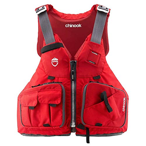 NRS PFD Foam Chinook Unisex Fishing Kayak Lifejacket, Red, Size Large/XLarge